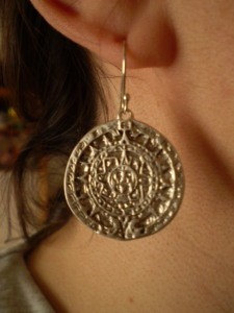 Mayan Calendar Earrings Mayan jewelry disk of Sun by Olympias