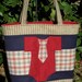 Boys red and blue plaid Tie Onesie Diaper Bag