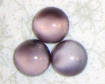 SALE Vintage Amethyst Purple Glass Moonstone Cabochons, 11 mm, 12