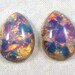 Vintage Glass Opal Cabochons, Pink Fire Harlequin, Czech, 18X13 MM Pear, 4