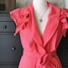 Romantic Wrap Top With Short Ruffled Sleeve Coral/ Pink Sweatshirt