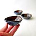Bowls - mini ceramic wabi sabi leather brown and denim blue tea bowls (Set of 3)