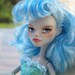 Blue Ghoulia - Monster High doll repaint by Marina OOAK