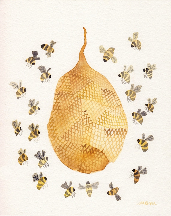 Honey Bee Hive No. 10 Original watercolor by unitedthread ...