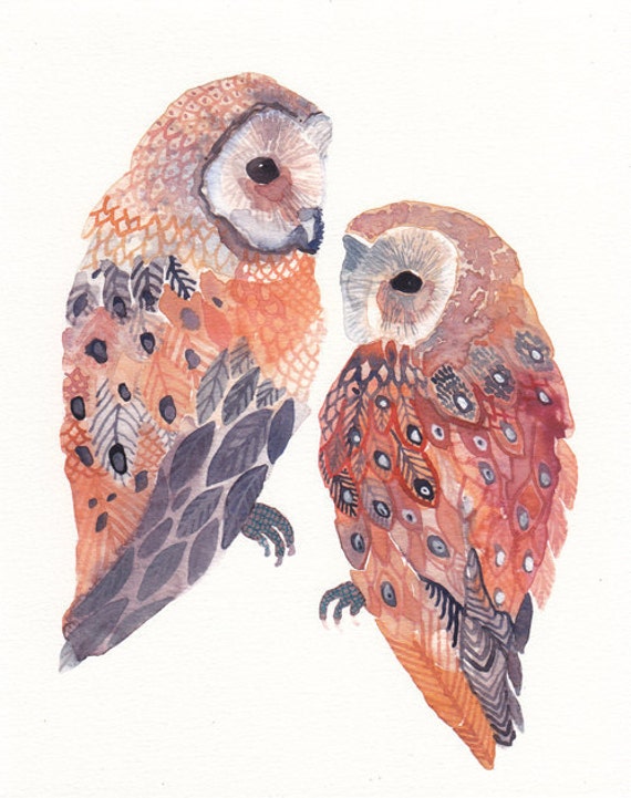 Two Barn Owls No.2 Archival Print