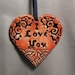 Home Decor, Ornament, Christmas - I Love You Goth Ceramic Small Heart Ornament in Red and Black