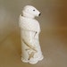 Ceramic Polar Bear in White Robes and Shawl with Crows - Zoomorphic Vessel by Jill Taylor