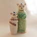 Ceramic Miniature Cat Jar With Leaf Motif