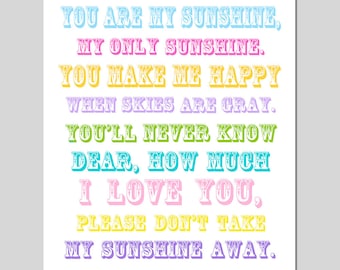 Items similar to SALE - You Are My Sunshine, My Only Sunshine - 13x19 ...
