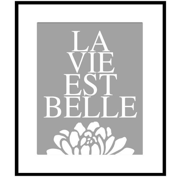 La Vie Est Belle II 8x10 Floral Print with French Quote