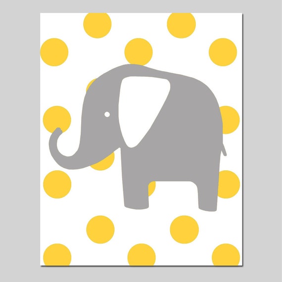 Polka Dot Elephant 11x14 Print Kids Wall Art for Nursery