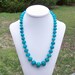 Sheryl - Chunky Aqua Blue Apatite Jade Graduated Rondel Gemstone Beaded Necklace