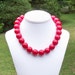 Eveleen - Chunky, Bold 18mm Round Cherry Red Classic Beaded Necklace - LAST ONE