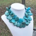 Tony - Super Chunky, 32mm Gold Flecked Turquoise Teardrop Howlite Gemstone Beaded Necklace - Tribal, Ethnic, Statement