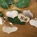 6 Wood Bridesmaid Rings - Wooden Hearts with Wood Burned Initials perfect for Photos, Weddings, Brides, Showers