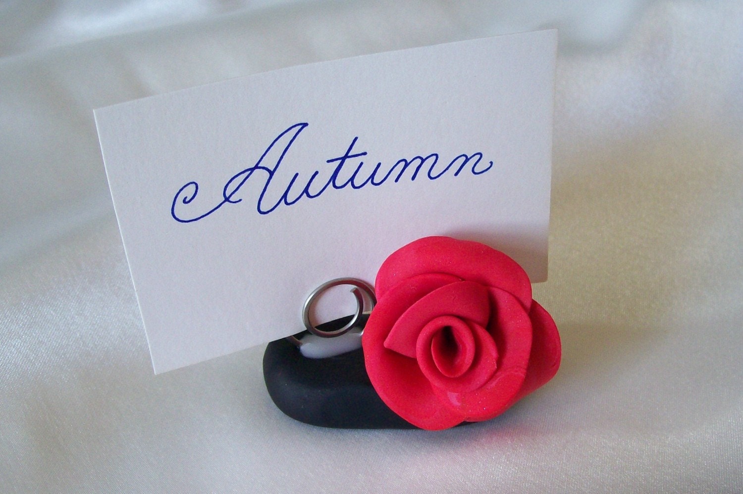 Rose Place Card or Photo Holder Wedding Favor Stocking