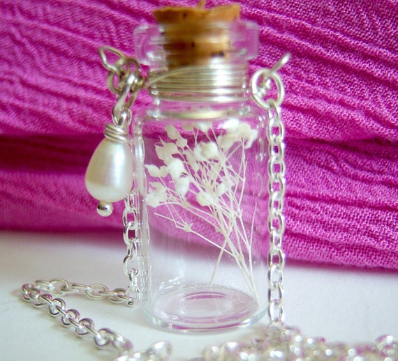 Glass Vial Necklace Glass Bottle Necklace Make a Wish