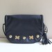 vintage NAVY SATCHEL w/tassel.