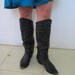 Vintage Black Leather Tall Boots that Fold over to Ankle Boots Size 8 1\/2