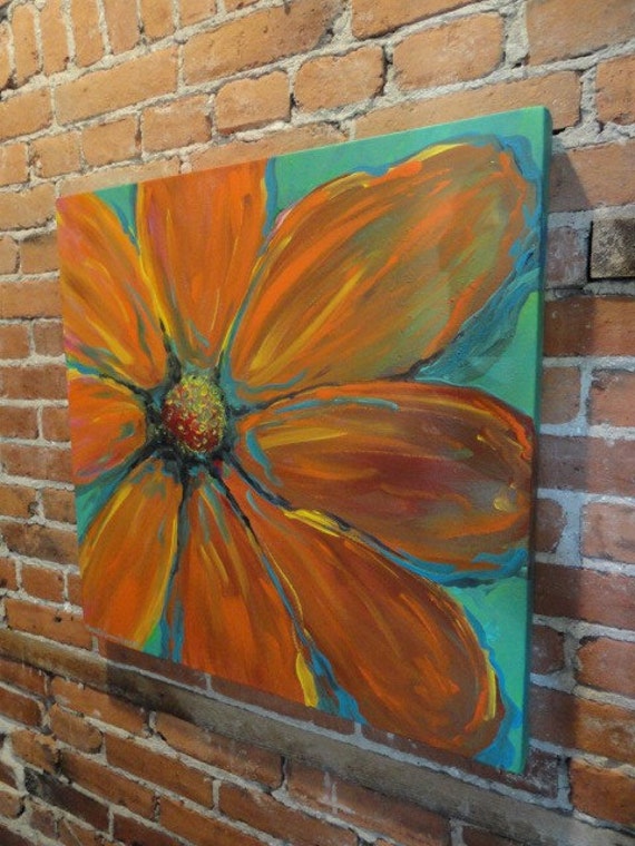 Orange Flower Floral painting Original Painting Big Orange