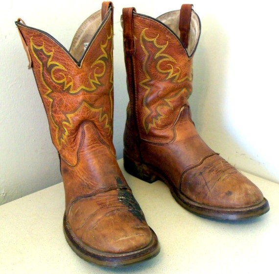 Vintage Double H brand Cowboy Boots Awesomely Distressed size