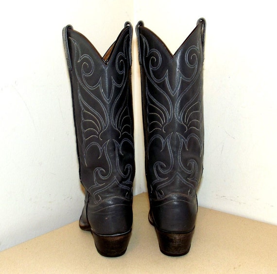 Vintage Dan Post Grey Leather Cowboy Boots size 6.5 C
