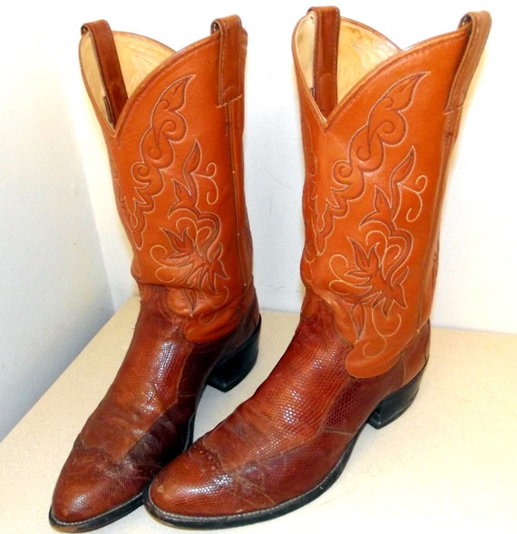 Vintage Justin brand Cowboy boots with by honeyblossomstudio