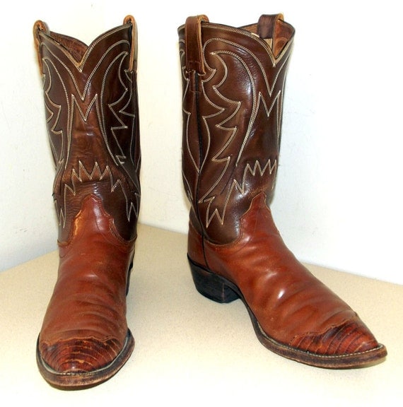 Vintage Hyer cowboy boots two tone cowboy by honeyblossomstudio