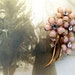 Sweet little vintage pink floral pin brooch with faux diamond accents