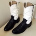 Vintage Justin brand Cowboy Boots white with black ostrich leather size 6.5 B or Cowgirl size 8