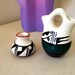 Small Double Vase Glazed New Mexico Pottery Mexican with purple green black accents