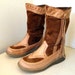Vintage Tan leather Moccasin Like Womens Boots with fringe size 6