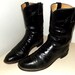 Vintage justin classic black leather roper style cowboy boots size 11 B