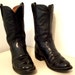 Rockabilly style Black Leather Western cowboy boots size 7.5 EE or cowgirl size 9 wide width