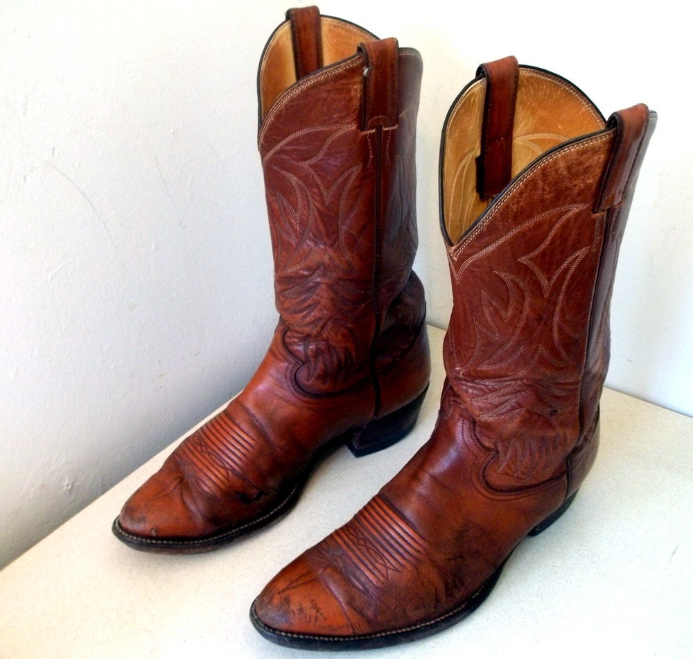 Vintage Justin brand brown cowboy boots size 10 D or Cowgirl