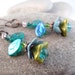 Torch Fired glass enamel Blooms in blue and olive