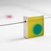 Cube - sterling silver and resin square pendant, yellow with a large teal dot - Mother's Day