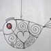 Love Bird In Red / Wire Art Hanging Sculpture