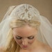 SALE Rhinestone Cap Veil, Bridal Cap with a Mid Length Sheer Wedding Veil, Bridal Illusion Tulle 25" Starfish Sparkling Bridal Cap Veil