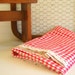 Red Gingham Fabric White Lace Trim French Vintage