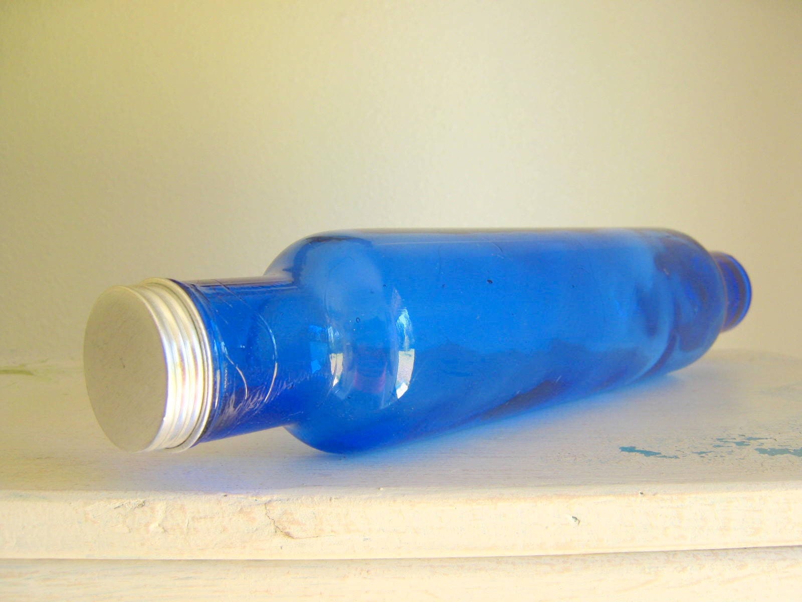 Vintage Cobalt Blue Glass Rolling Pin