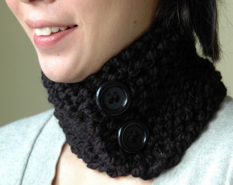 Black Button Neckwarmer
