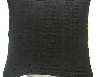 black dupioni silk pleated throw pillow 18 inch decorative cushion cover