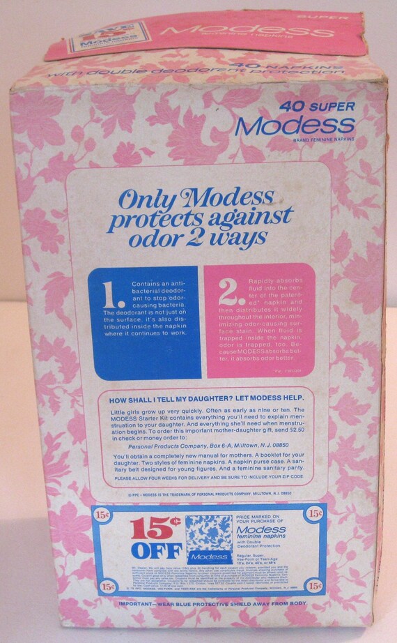 vintage KOTEX and MODESS maxi pads