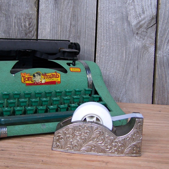 Vintage Ornate Silver Tape Dispenser
