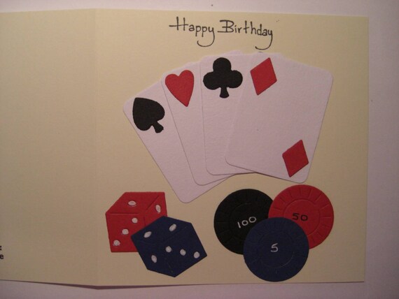 Items similar to Gambling \/ Casino Birthday Card with Playing Cards ...