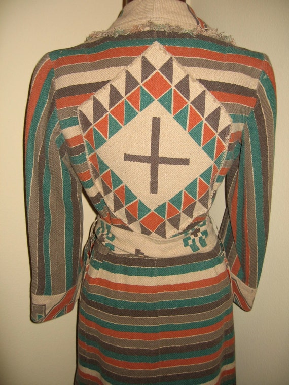Items similar to Vintage Indian Blanket Coat Aztec Wool Ethnic Ethnic on Etsy