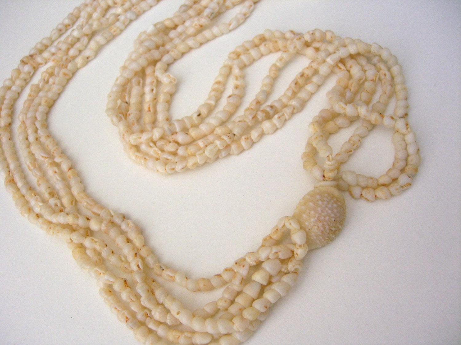 SALE Niihau Shell Necklace 5 Strand White Momi Wedding Style