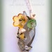 Yellow Flowers Climbing Vine on Smokey Quartz Pendant