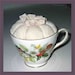 Teacup Pincushion - Bone China - Natural White Silk